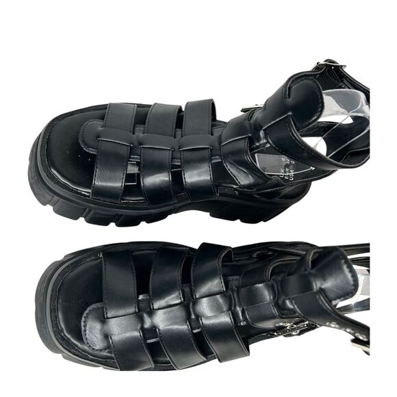 New Faux Leather Ankle Strap black buckle Chunky Platform fisherman sandals 8 - Picture 5 of 11
